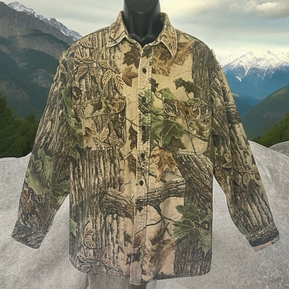 Vintage Five Brothers Tallman Realtree Chamois Shirt 2XL-T Camouflage Distressed
